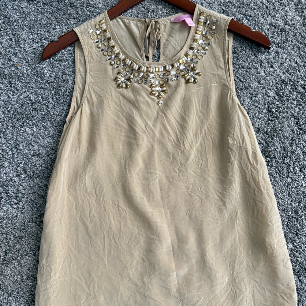 Lilly Pulitzer Beige sleeveless top with Gold Accents, size small